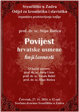 Predstavljanje knjige ''Povijest hrvatske usmene književnosti" 